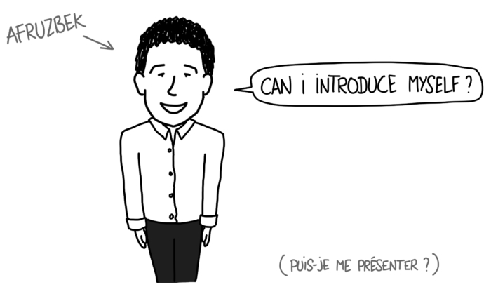 Dessin : Afruzbek qui se présente