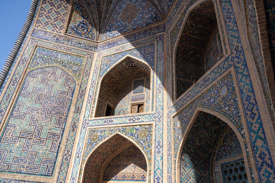 Façade de la madrasa Tilya Kori, Registan, Samarcande