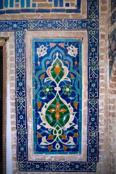 Détails d'une mosaïque au Registan, Samarcande