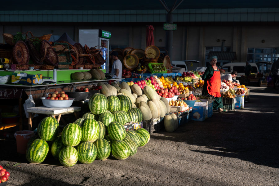 Pastèques au marché de Kokand, Vallée de Ferghana