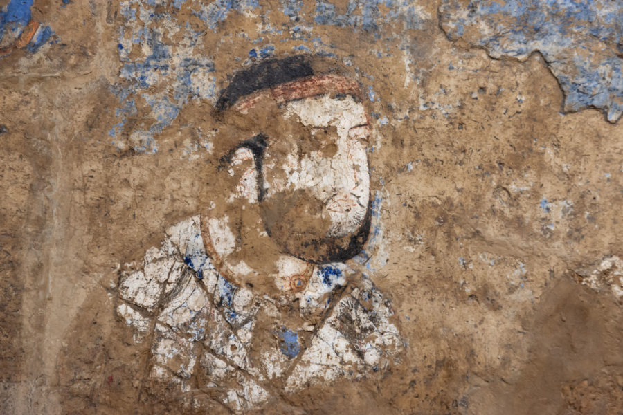 Vieille peinture dans le musée d'Afrosiab à Samarcande