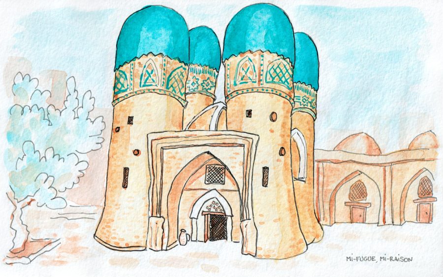 Dessin de Chor Minor à Bukhara