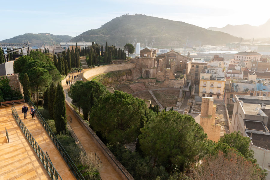 Cerro conception, parque Torres : vue sur le théâtre antique de Carthagène