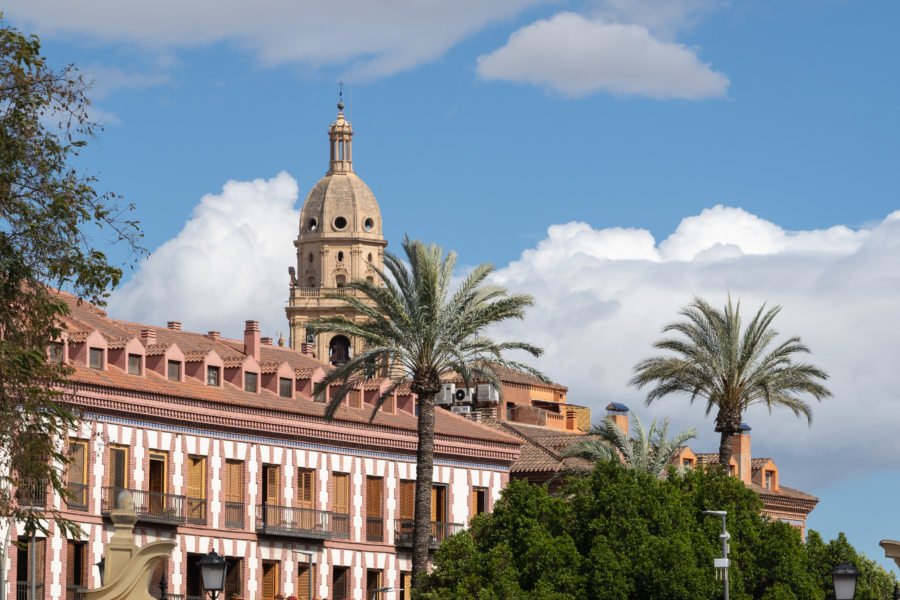 Ville de Murcie en Espagne : mairie et palmiers